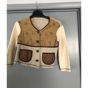 Vintage 90s Iced Tea short 3/4 sleeve sweater Sz Small metal buttons pockets USA